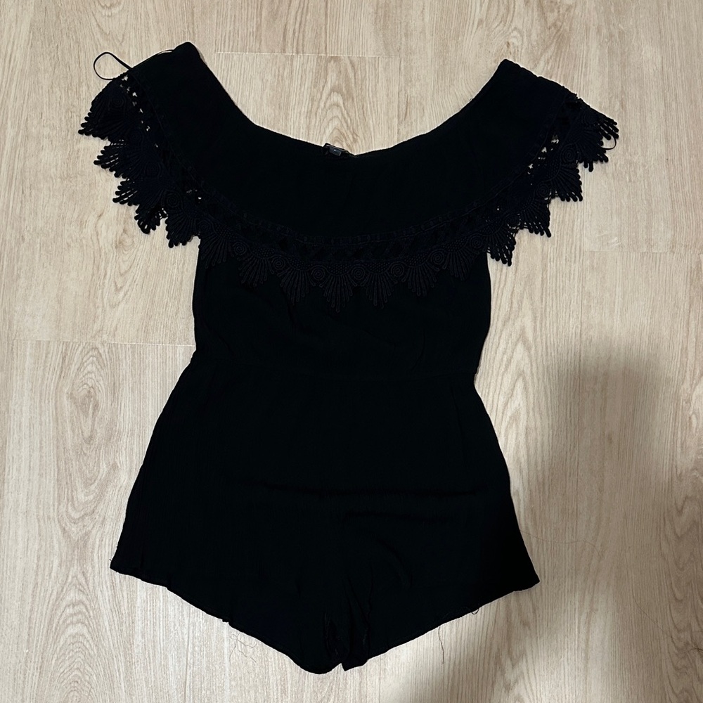 Ambiance Black Lace Trim Jumpsuit